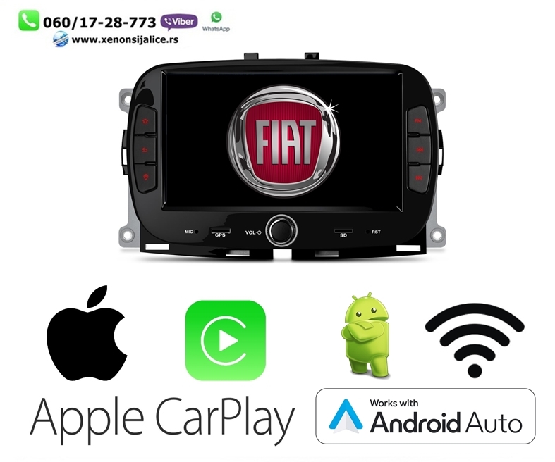 FIAT 500 MULTIMEDIJA ANDROID,CAR PLAY NAVIGACIJA TOUCH SCREEN 7 INCA