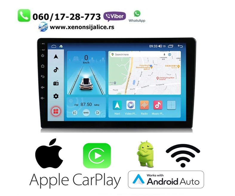 UNIVERZALNA 2 DIN MULTIMEDIJA ANDROID,CAR PLAY NAVIGACIJA TOUCH SCREEN 10 INCA